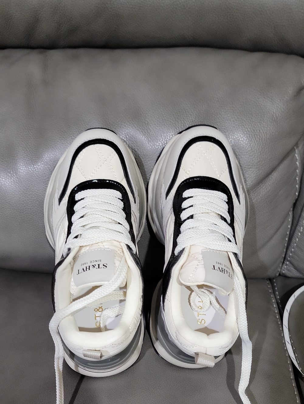 White and Black Women's Chunky Sneakers